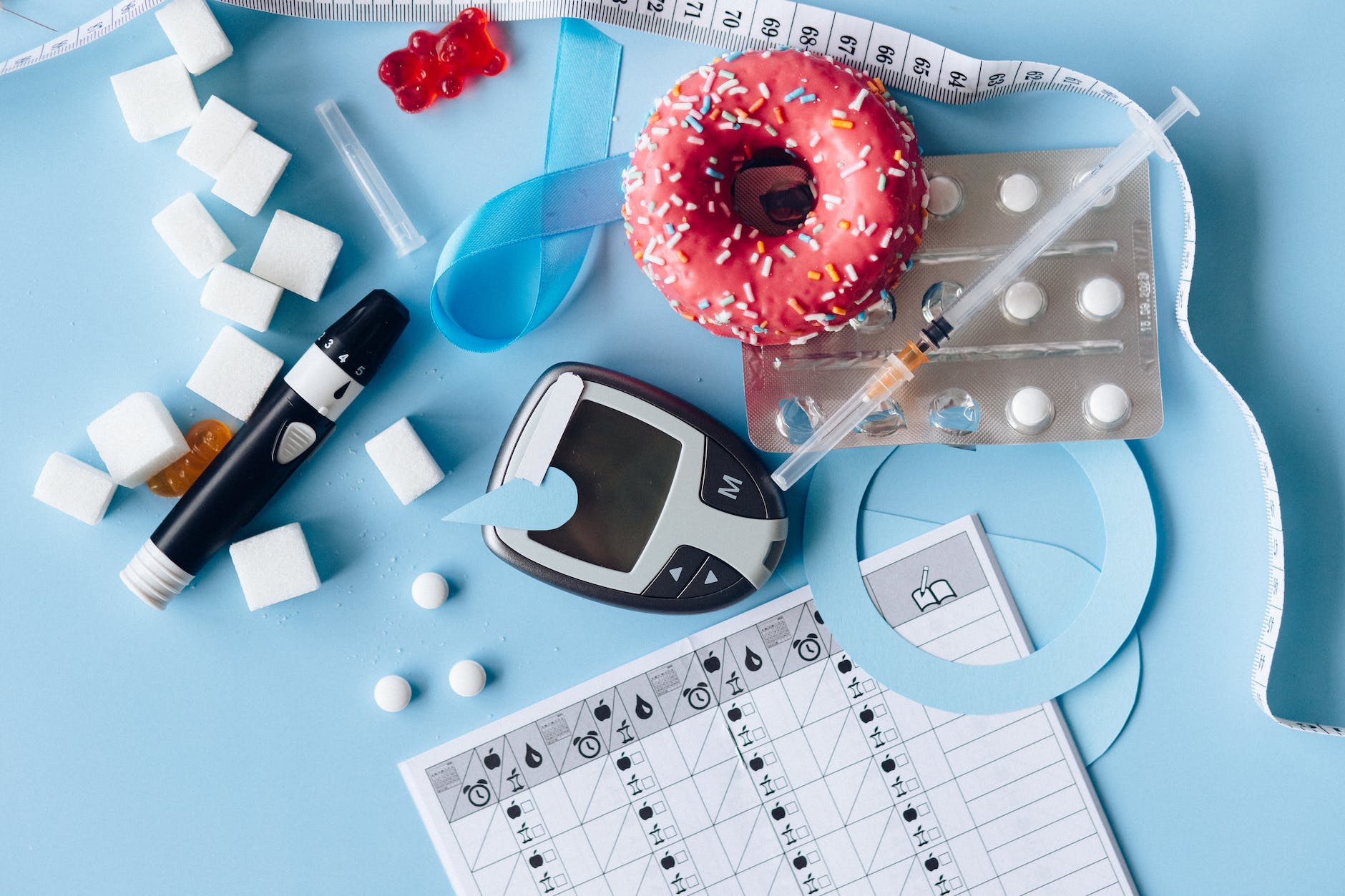 diabetes medicine with sugar and donuts. The diabetes myth is that it has to get worse. 